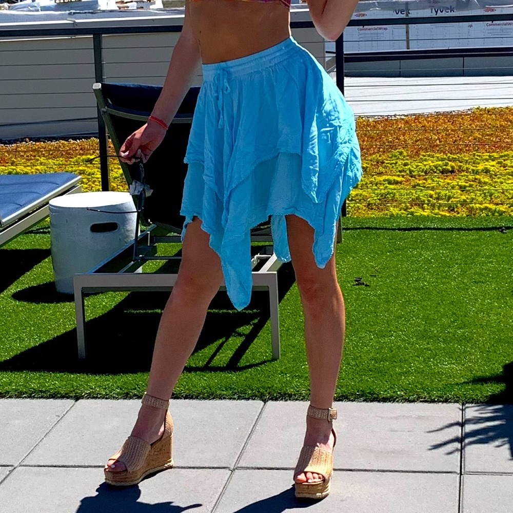 Turquoise belly dancer skirt ruffled